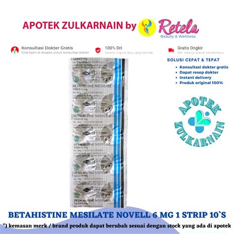 Jual Betahistine Mesilate 6Mg 1 Strip 10 Tablet Shopee Indonesia