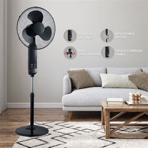 Pedestal Oscillating Remote Control Standing Fan Adjustable