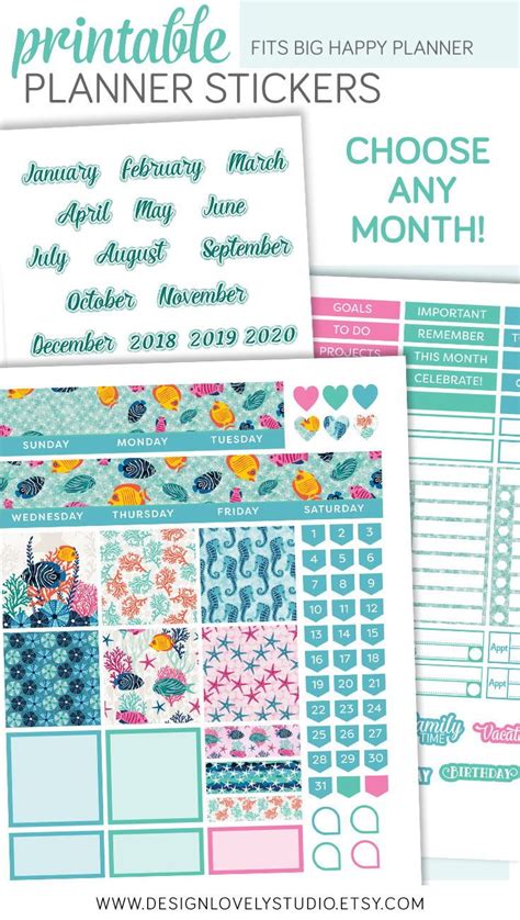 Monthly Planner Stickers Big Happy Planner Monthly Stickers - Etsy | Planner stickers, Happy ...