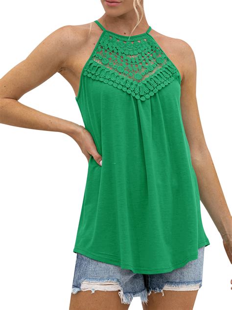 Enwejyy Summer Women Sexy Halter Top Solid Color Sleeveless Lace