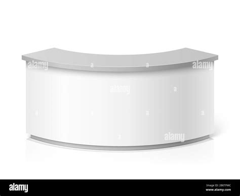 White blank modern reception. Round information desk or exhibition ...