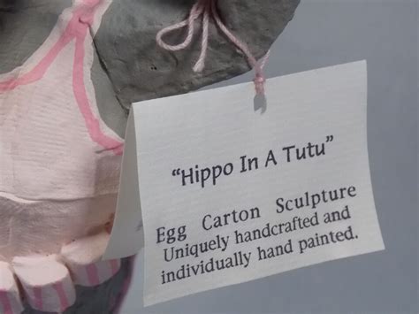 Hippo In A Tutu Egg Carton Sculpture 1996 Ivan Reece Artist Signed