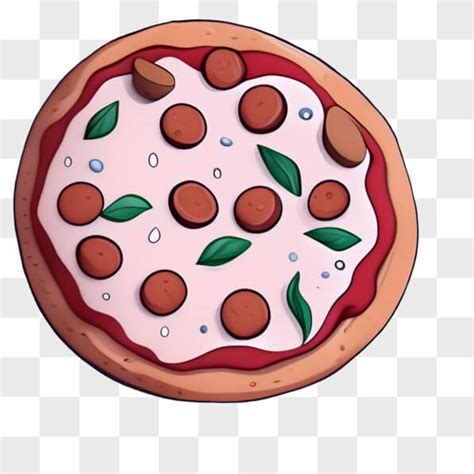 Descarga Sabrosa Pizza De Dibujos Animados Con Pepperoni Y Champi Ones