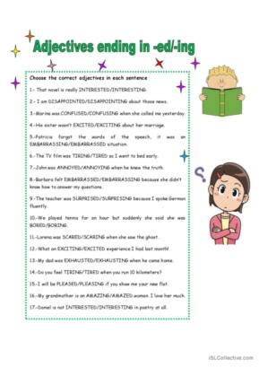 60 Adjectives With Ed Or Ing English ESL Worksheets Pdf