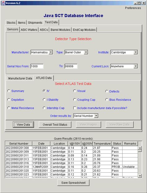 Java Graphical User Interface To The SCT Database