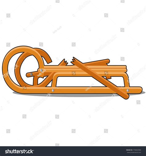 Broken Wooden Old Sled Isolated On Stock Vector Royalty Free