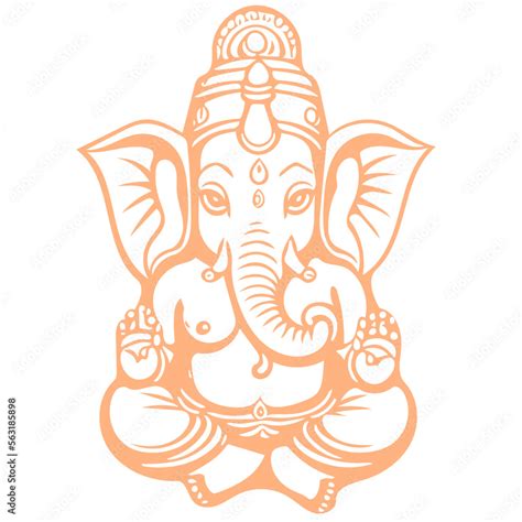 Hindu God Ganesha Line Art Stock Vector | Adobe Stock