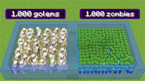 1000 Iron Golems Vs 1000 Zombies Youtube