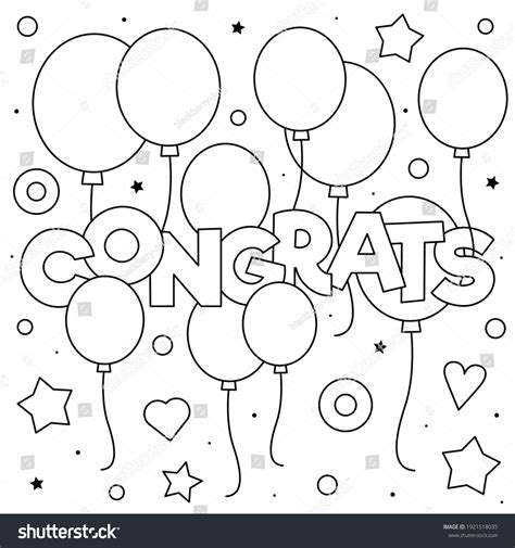 Congrats Coloring Page Black White Vector Stock Vector (Royalty Free ...