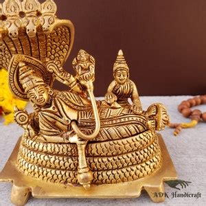 Brass Lord Vishnu Laxmi Statue Inch Padmanabha Swami Idol Lakshmi