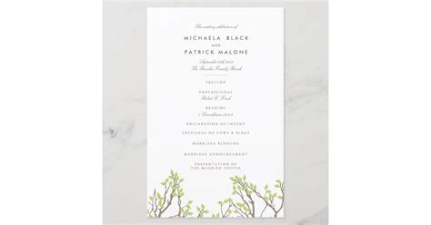 Blissful Branches Wedding Program Zazzle