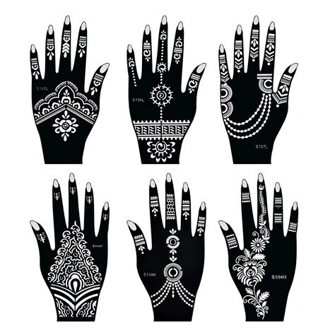 Mehndi India Henna Henna Hand Tattoo Stencils Kit Temporary Templates