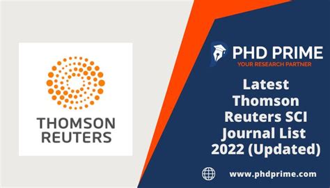 Thomson Reuters Sci Journal List Updated Publication Support