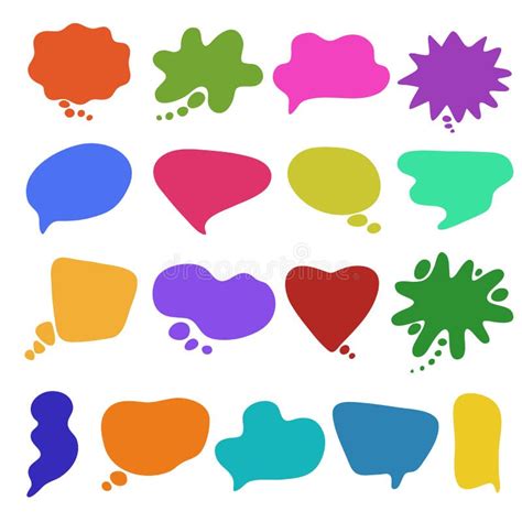 Colorful Speech Bubbles Of Abstract Blot Shape Flat Vector Illustration Isolated Stock Vector