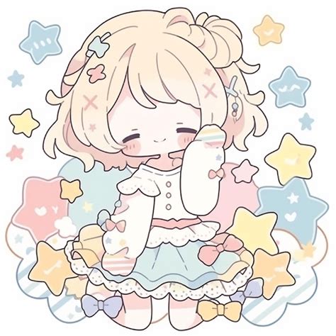 Premium Photo | Kawaii Chibi Anime Girl Stickers Cute Simple and ...