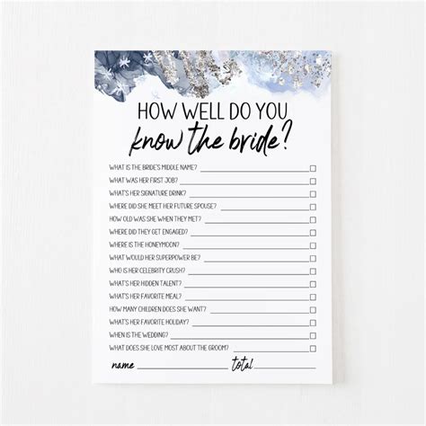 How Well Do You Know The Bride Cards Winter Modern Moh