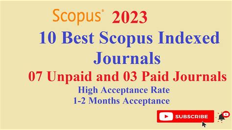 10 Best 2023 Scopus Indexed Journals Unpaid And Paid Active Scopus