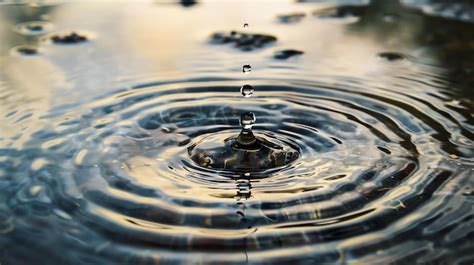 Premium Photo Water Drop Falling Into A Puddle Creating A Series Of