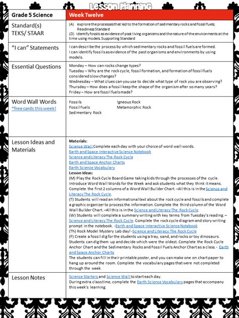 Week Twelve Science Lessons The Rock Cycle Fossils And Fossil Fuels