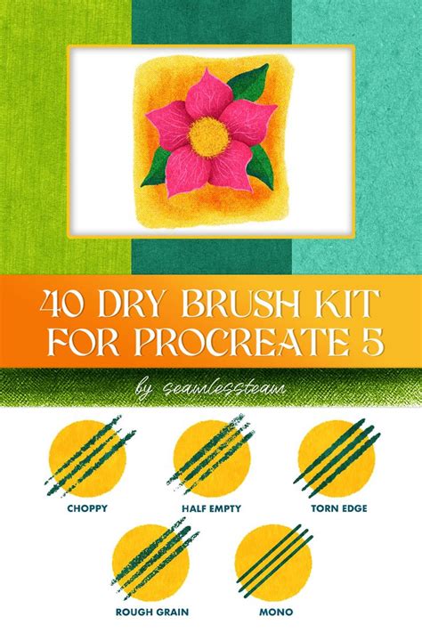 40 Dry Brush Kit For Procreate 5 Brush Kit Dry Brushing Brush