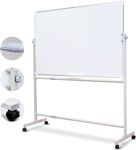 Tableau Blanc Mobile Pivotant Magnétique Double Face Cadre En Aluminium 900 X 1200 Mm60 90