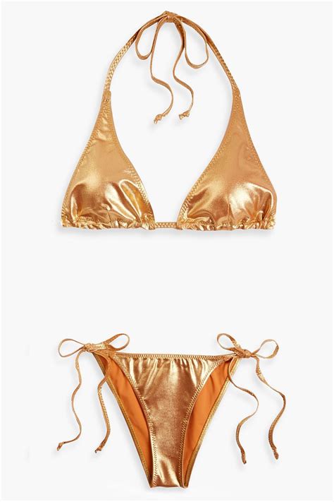 LISA MARIE FERNANDEZ Pamela Metallic Triangle Bikini THE OUTNET