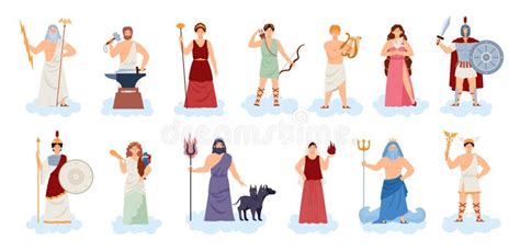 Set Ancient Greek Gods Goddesses Stock Illustrations – 28 Set Ancient ...