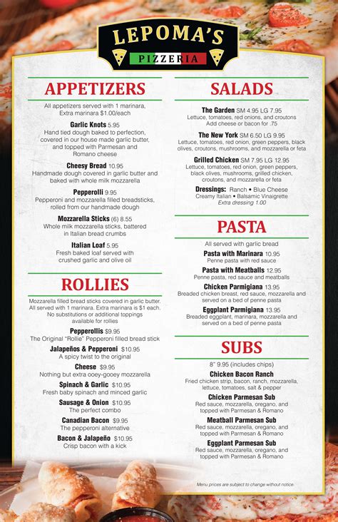 MENU – Lepoma's Pizzeria