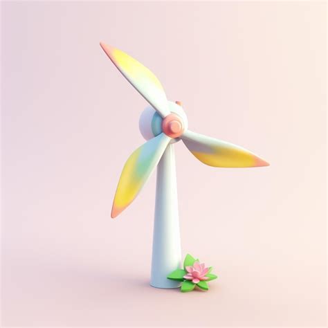 Premium Ai Image Cartoon Wind Turbine D