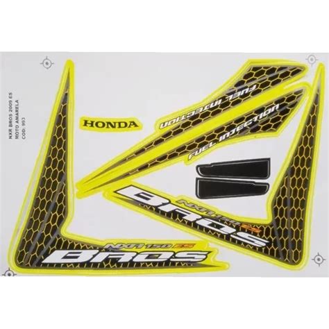 Kit Adesivos Honda Nxr Bros150 Es 2009 Moto Amarela BoldOR Moto Pista