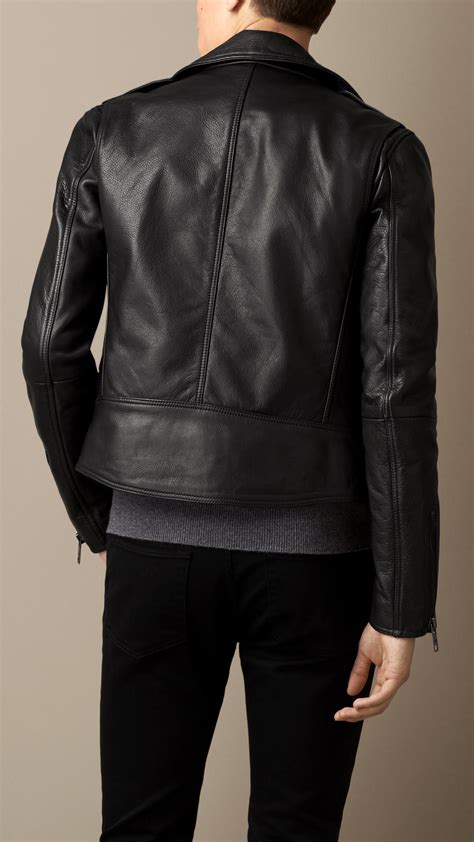 Burberry Leather Biker Jacket In Black For Men Lyst