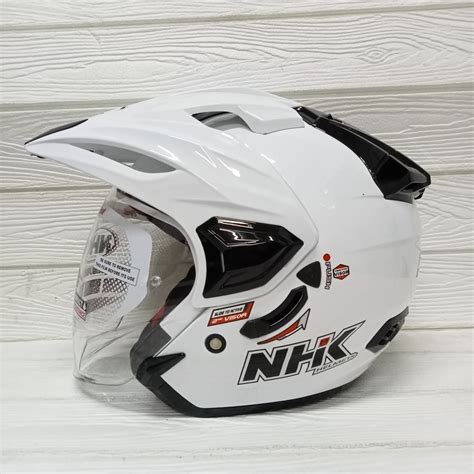 Jual Nhk Predator Crypton Polos White Original Helm Half Face Double