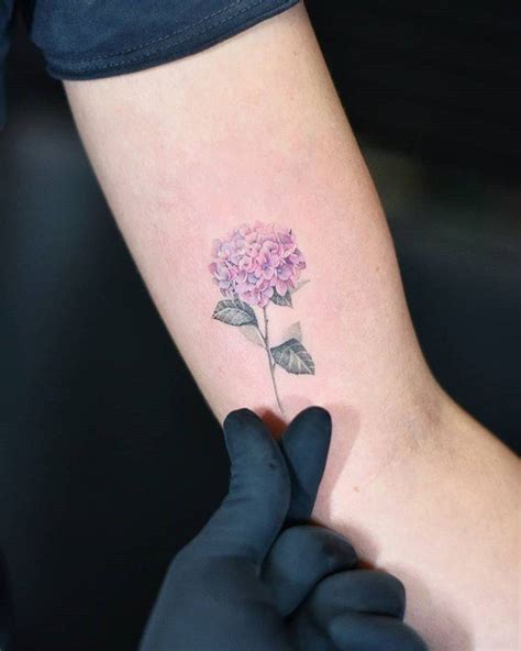 Hydrangea Tattoo On The Left Inner Arm