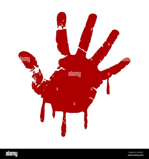 Bloody Hand Print With Dripping Blood Red Palm Imprint With Drops Of