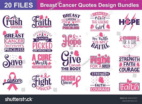 Breast Cancer Quotes Svg Bundle Quotes Stock Vector Royalty Free 2201527973 Shutterstock