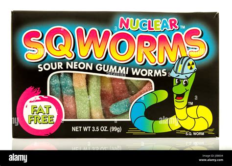 Winneconne Wi 15 May 2017 A Box Of Nuclear Sqworms Sour Neon Gummi Worms On An Isolated