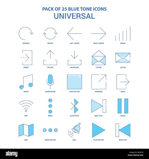 Universal Blue Tone Icon Pack Icon Sets Stock Vector Image Art