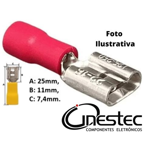 Terminal Faston Femea Pre Isolado Mm Vermelho Cinestec