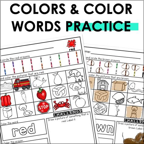 Color Words Worksheets – Teacher Jeanell