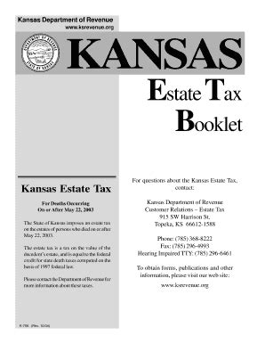 Fillable Online Ksrevenue Estate Tax Return And Instructions K 706