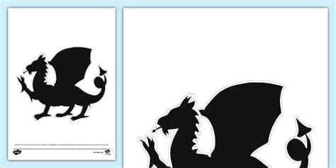 Welsh Dragon Silhouette Cut-Out (teacher made) - Twinkl