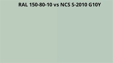 RAL 150 80 10 Vs NCS S 2010 G10Y RAL Colour Chart UK