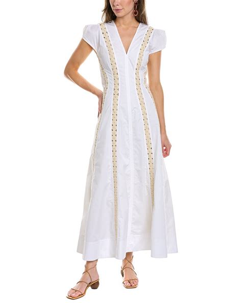 Tory Burch Yoyo Embellished Midi Dress White Editorialist