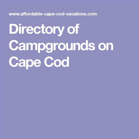 Directory of Campgrounds on Cape Cod Camping Spots, Rv Camping, Outdoor ...