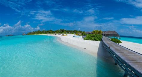 Panorama of a Tropical Beach Near Ocean at Maldives Stock Photo - Image of sand, summer: 79347910