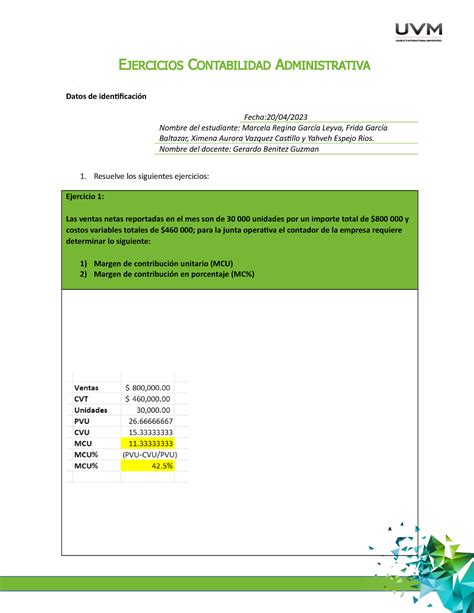 U2 Ejercicios A5 Actividad De Conta EJERCICIOS CONTABILIDAD