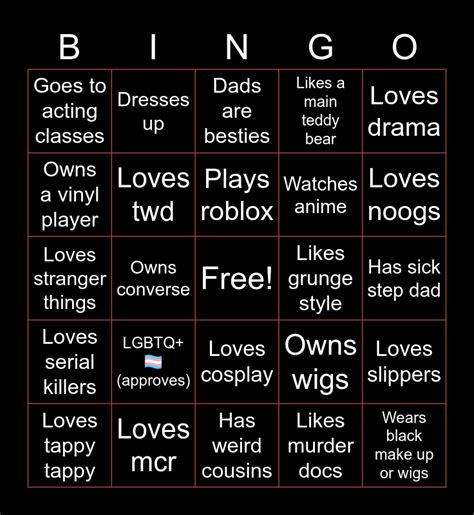 Emo Bingo Card