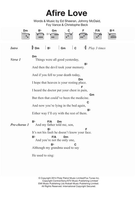 Afire Love by Ed Sheeran - Guitar Chords/Lyrics - Guitar Instructor