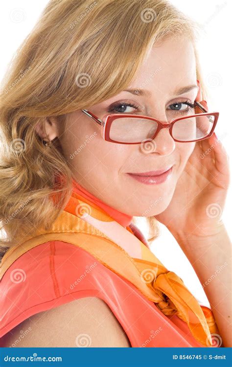 Young Blond Woman In Glasses Stock Image Image Of Background Isolated 8546745