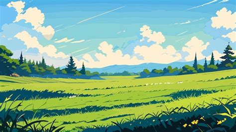 Beautiful Meadow Vector Background | Premium AI-generated vector